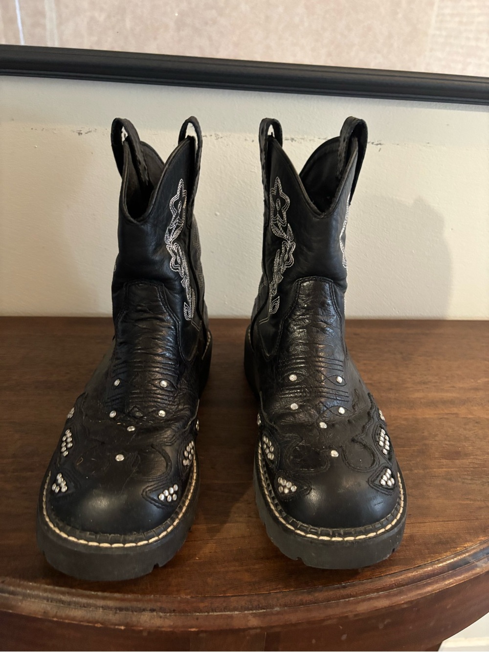 Women’s Black Studded Western Work Boots